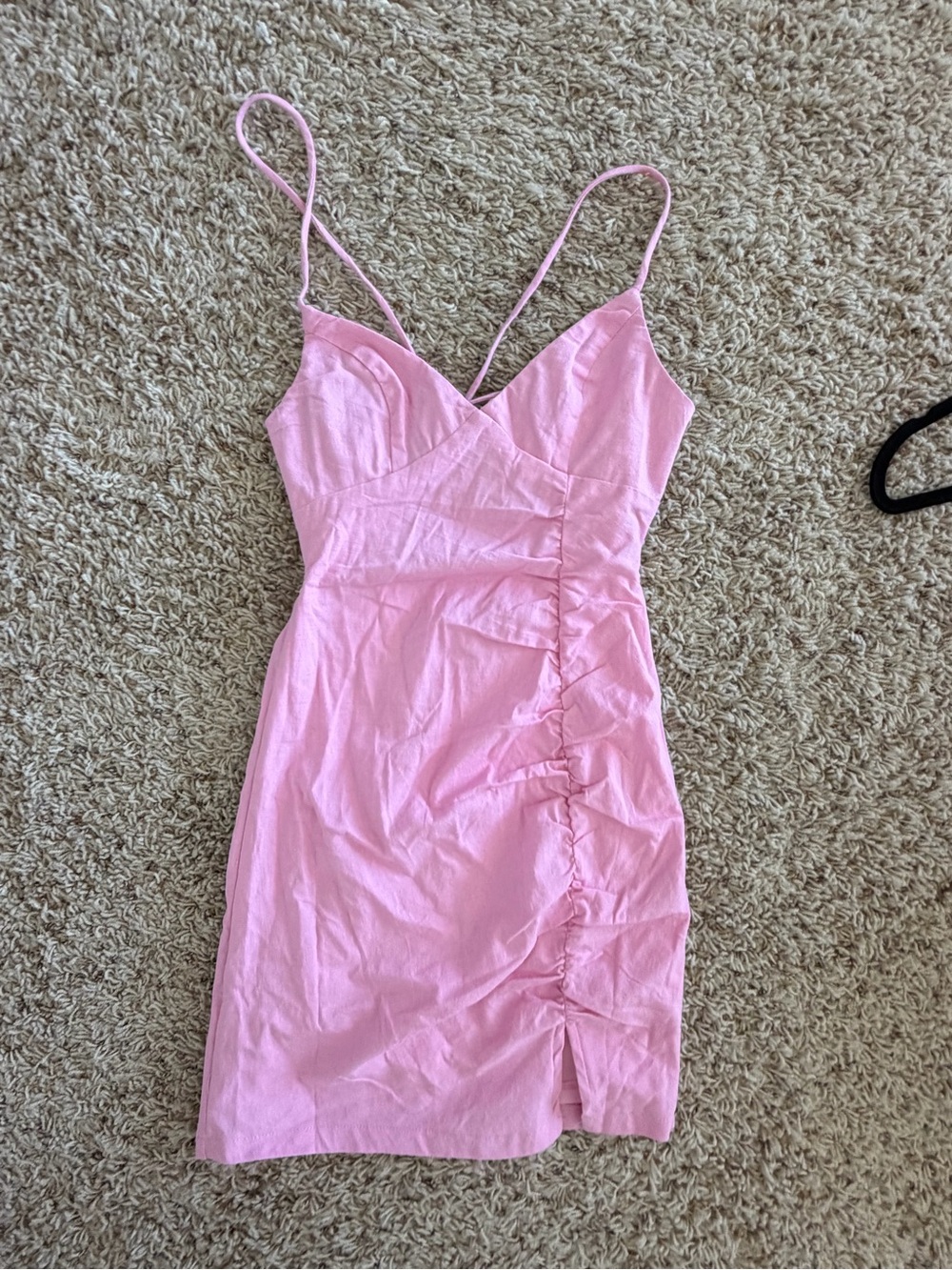 Princess Polly Light Pink Spaghetti-Strap Ruched Mini Dress